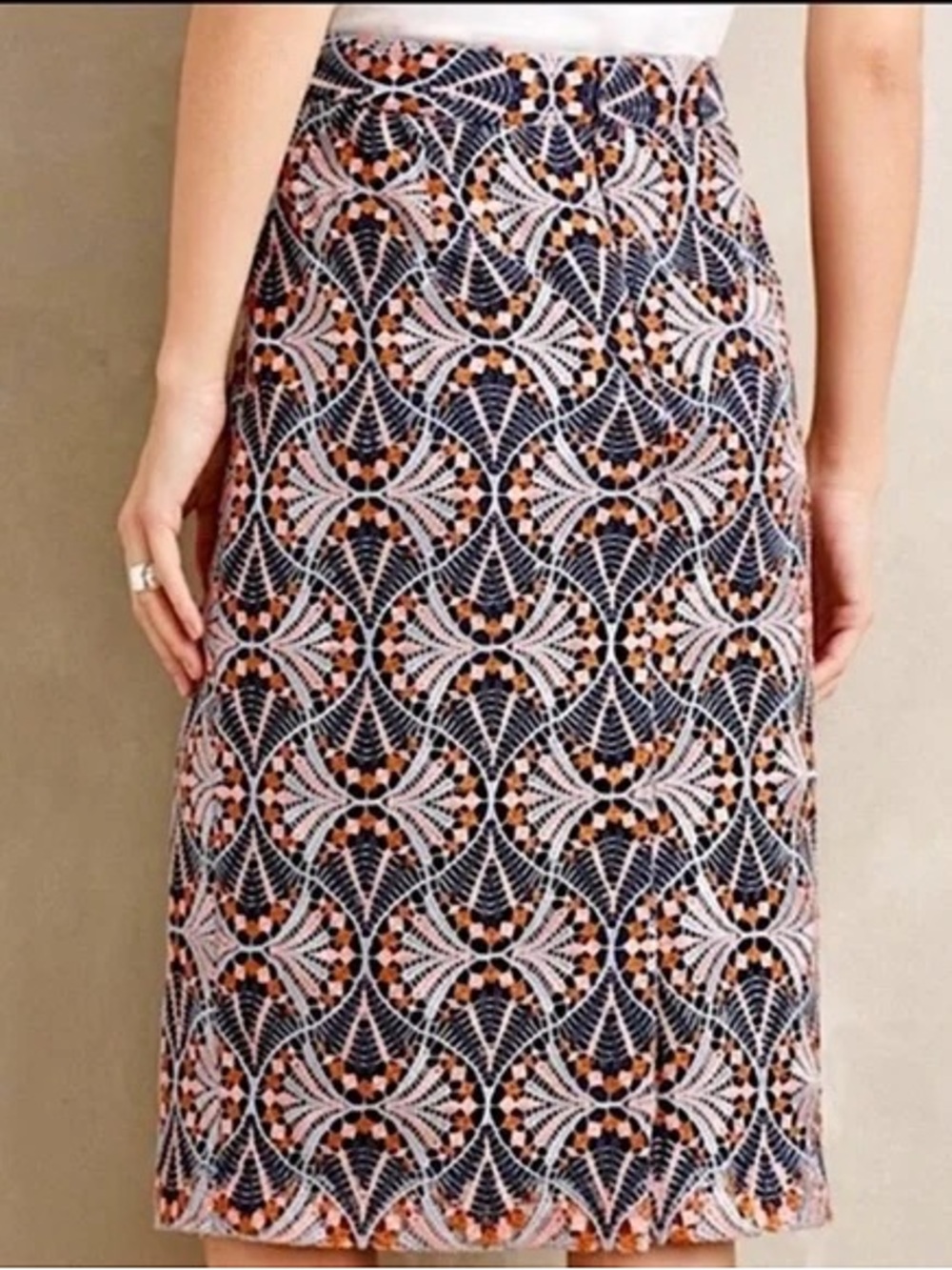 Anthropologie Moulinette Soeurs Svetla Lace Knit Midi Pencil Skirt Size 6 - Picture 2 of 10